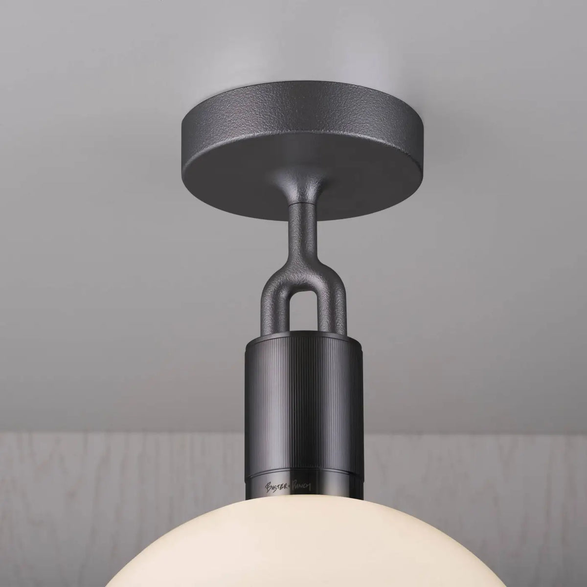 Plafonnier globe soufflé, verre fumé ou opale, ampoule fournie