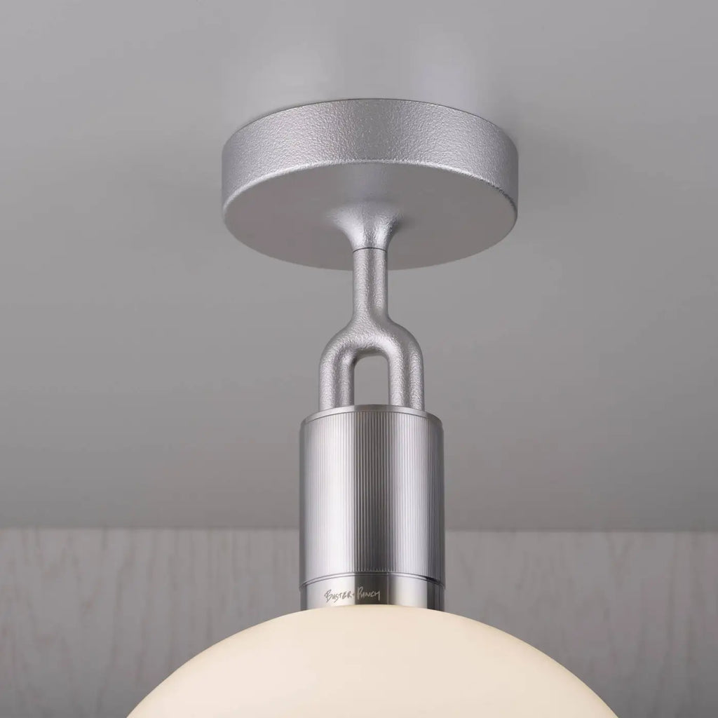 Plafonnier globe soufflé, verre fumé ou opale, ampoule fournie
