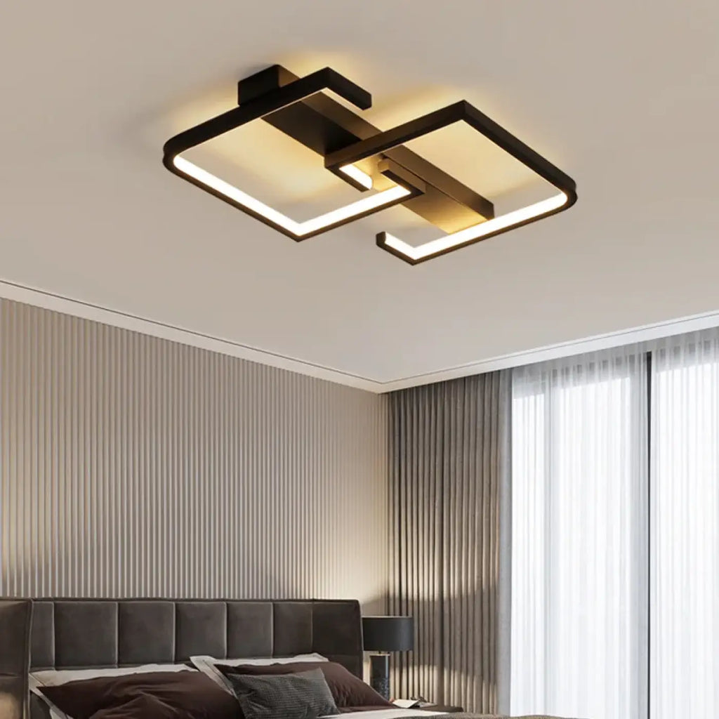 Plafonnier noir géométrique minimaliste, trois réglages de lumière