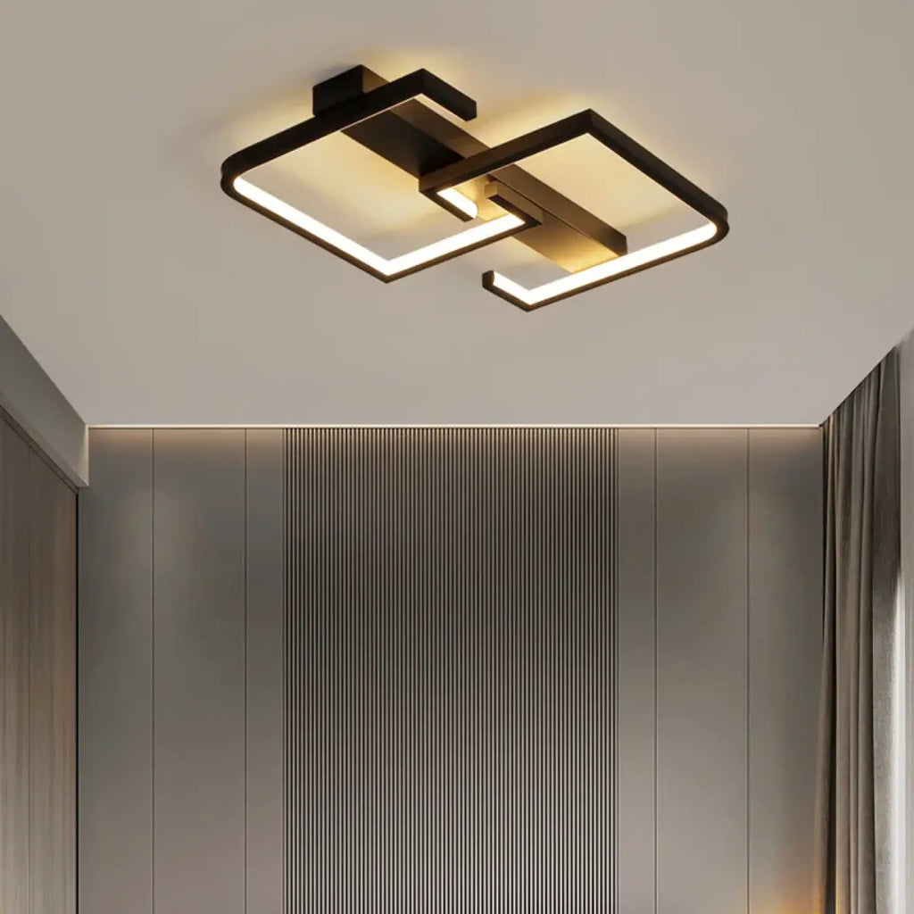 Plafonnier noir géométrique minimaliste, trois réglages de lumière