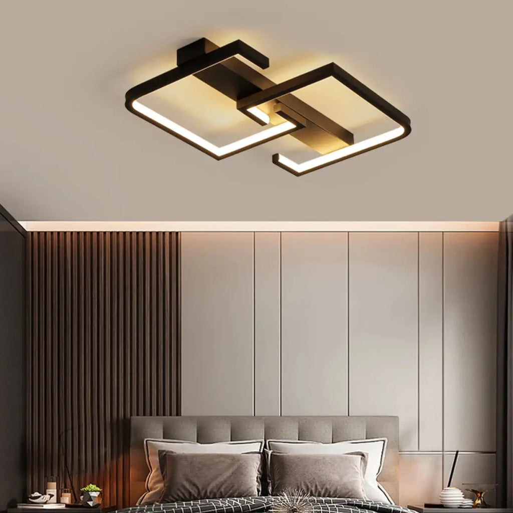Plafonnier noir géométrique minimaliste, trois réglages de lumière