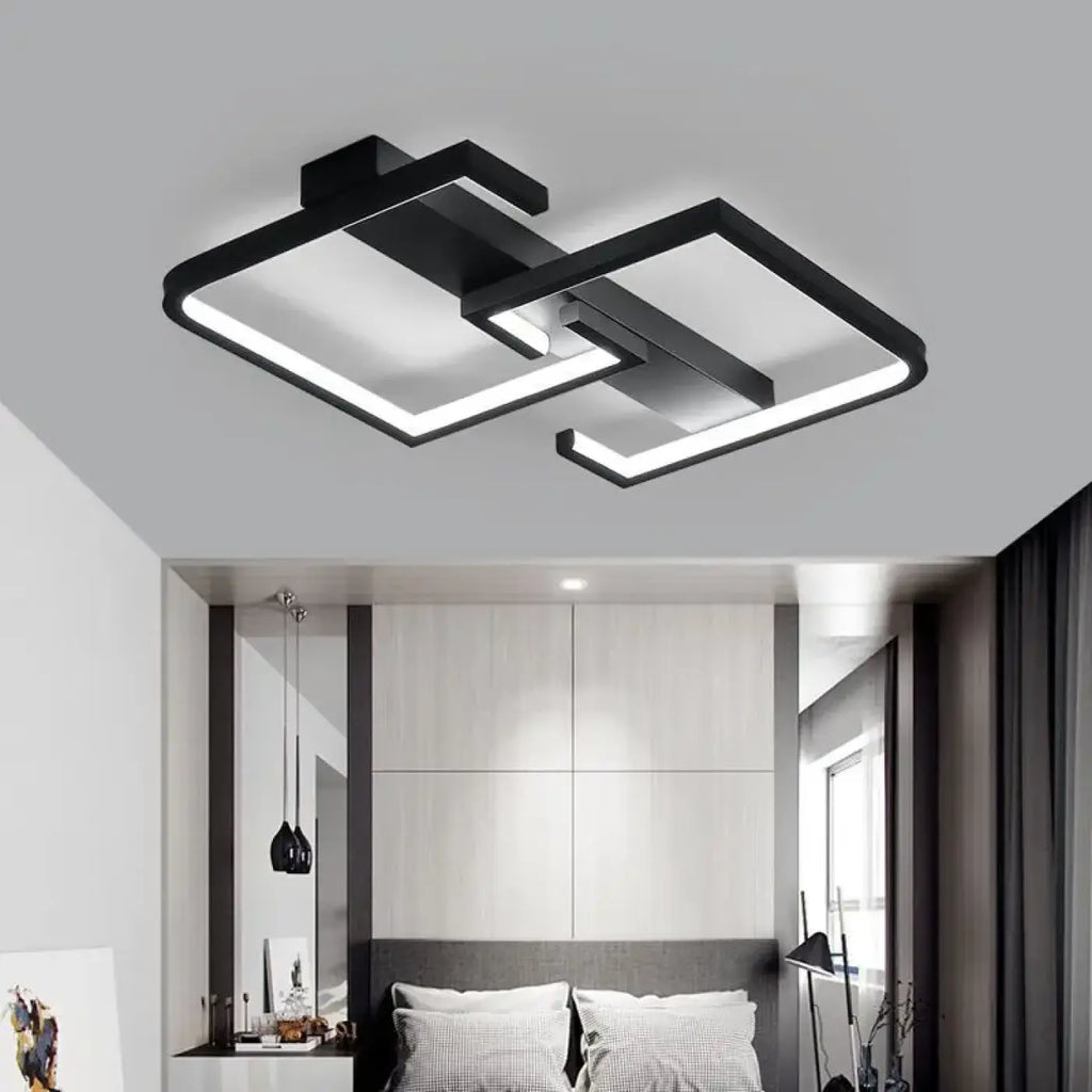 Plafonnier noir géométrique minimaliste, trois réglages de lumière