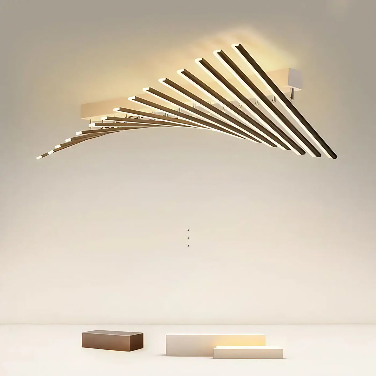 Plafonnier LED graphique à tiges croisées, noir ou doré, doré