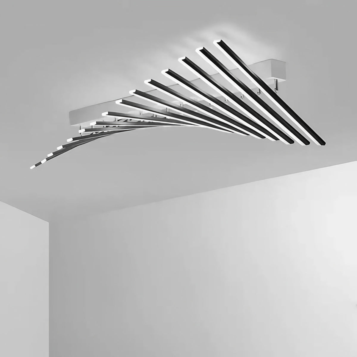 Plafonnier LED graphique à tiges croisées, noir ou doré, noir