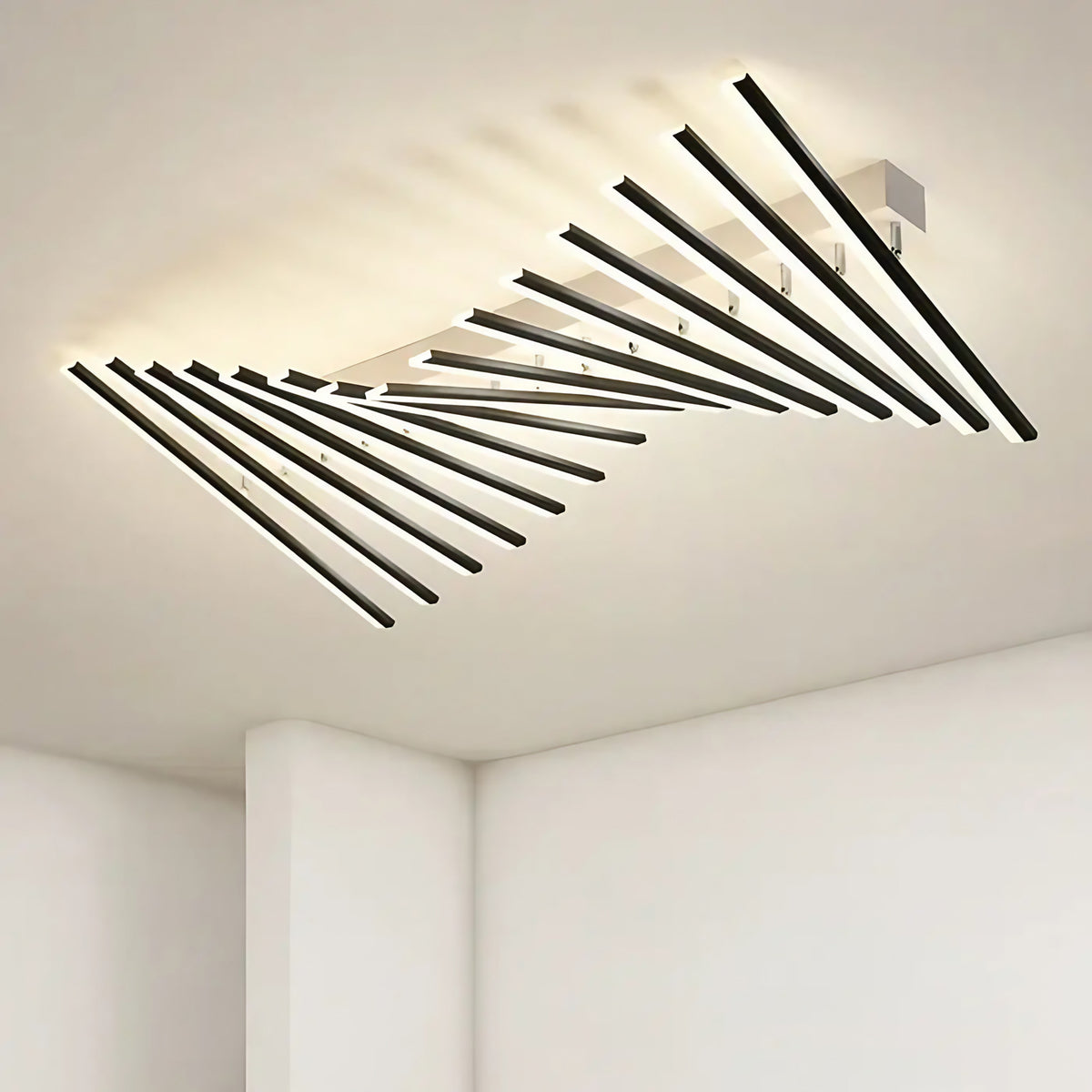 Plafonnier LED graphique à tiges croisées, noir ou doré, noir