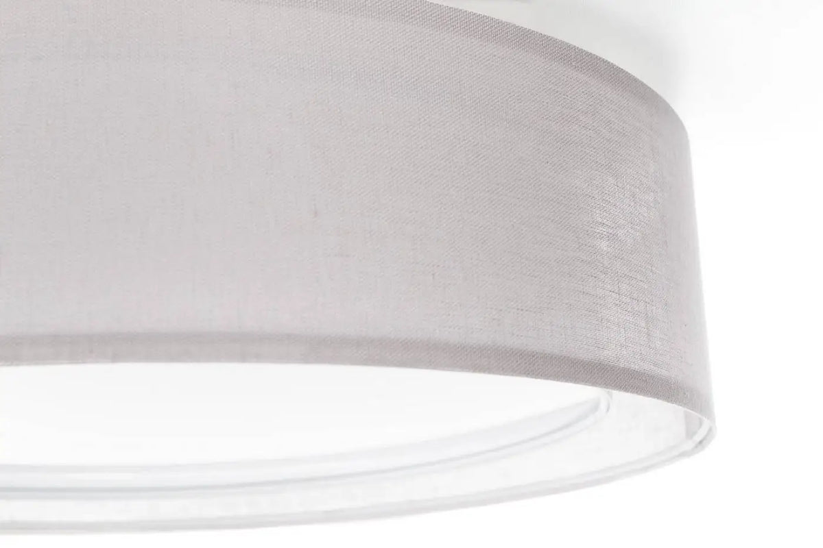 Plafonnier anneau en tissu gris, 50 ou 60 cm de diamètre