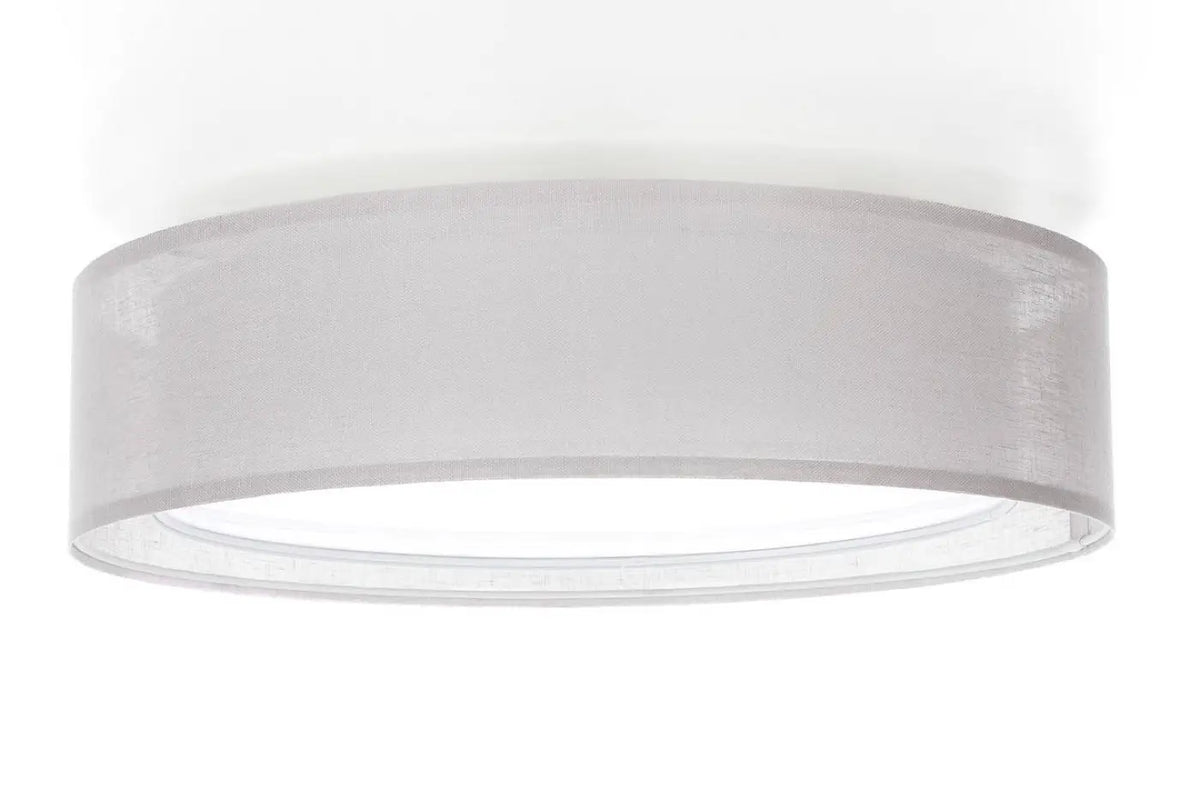 Plafonnier anneau en tissu gris, 50 ou 60 cm de diamètre