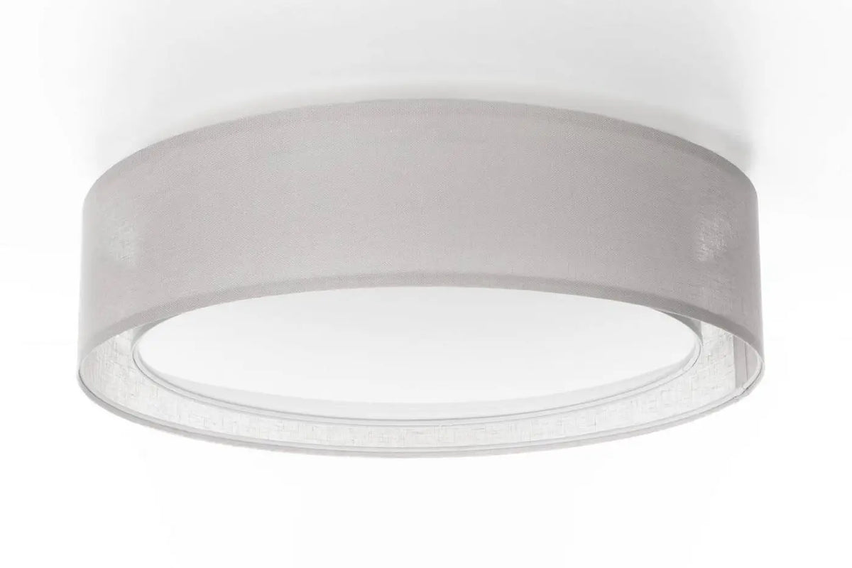 Plafonnier anneau en tissu gris, 50 ou 60 cm de diamètre