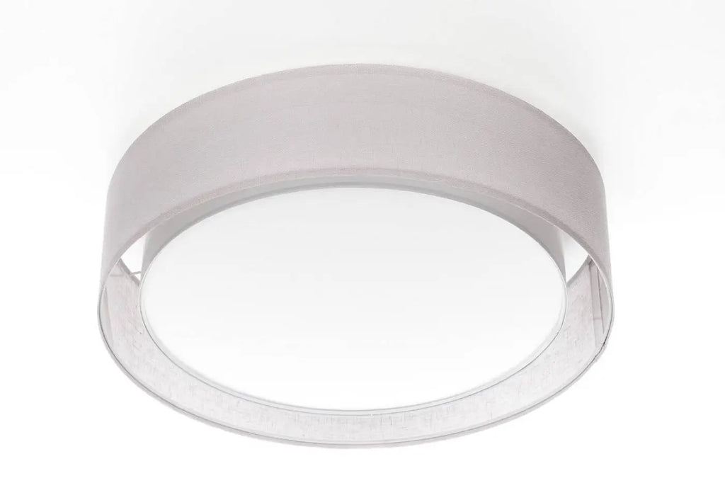 Plafonnier anneau en tissu gris, 50 ou 60 cm de diamètre