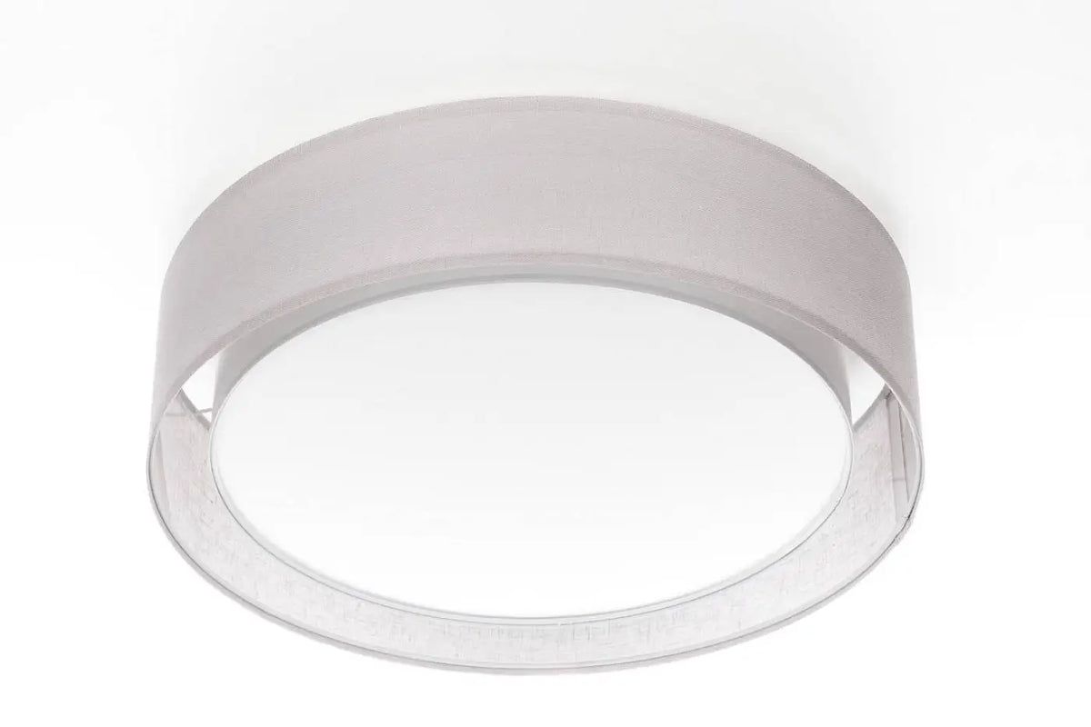 Plafonnier anneau en tissu gris, 50 ou 60 cm de diamètre