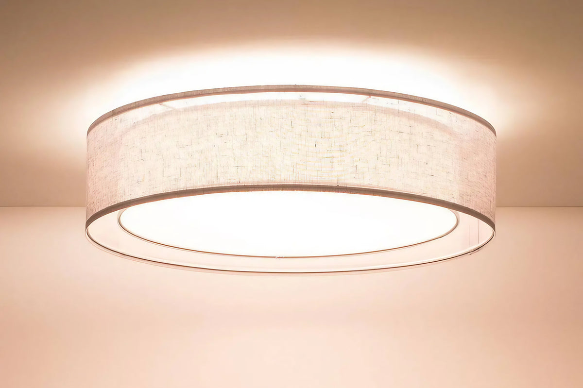 Plafonnier anneau en tissu gris, 50 ou 60 cm de diamètre