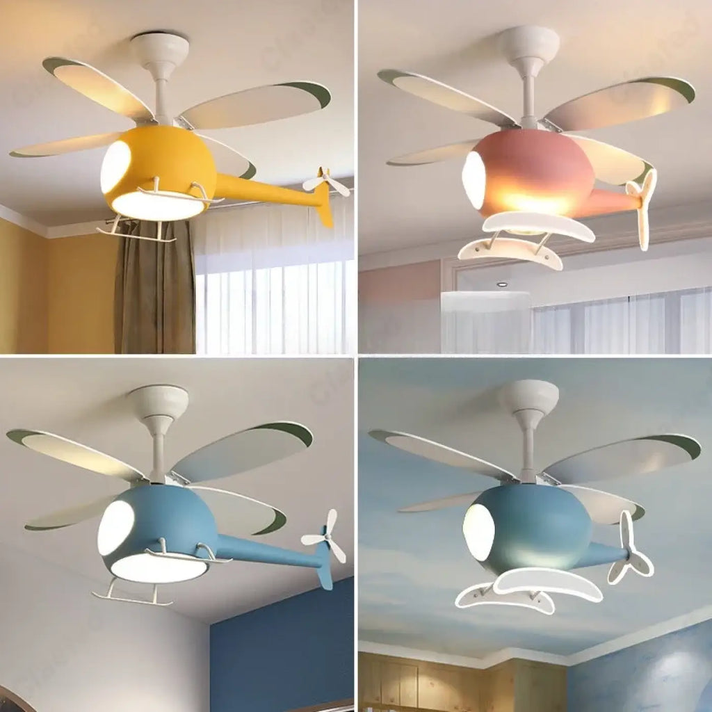 Plafonnier hélicoptère avec ventilateur pour chambre d'enfant