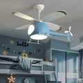 Plafonnier hélicoptère avec ventilateur pour chambre d'enfant, bleu