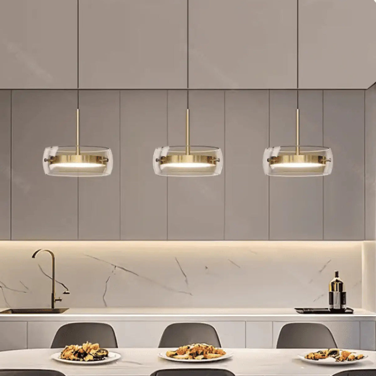 Luminaire industriel pour cuisine, noir ou doré, doré