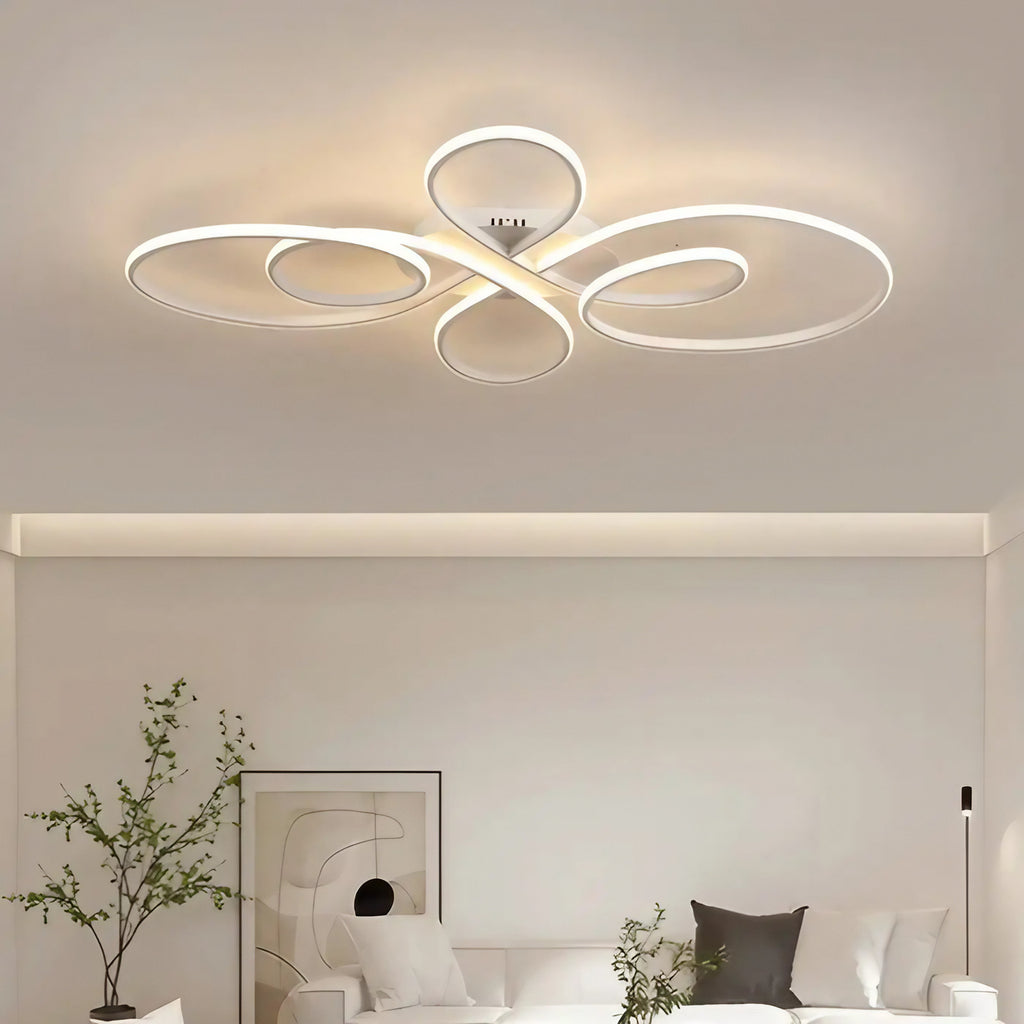 Plafonnier LED aux lignes courbes, noir ou blanc