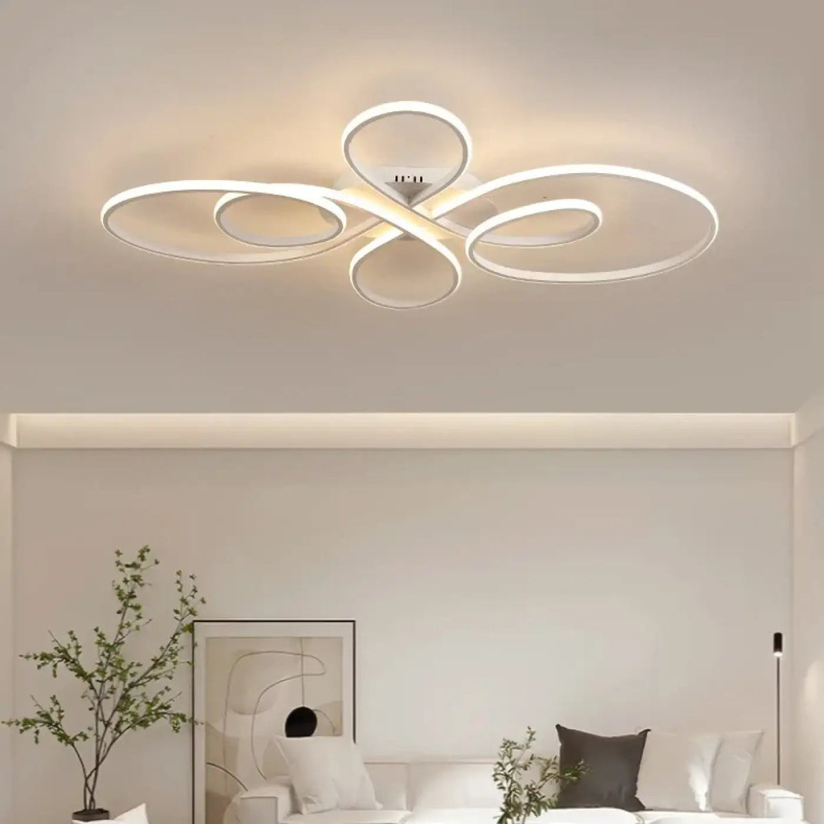 Plafonnier LED aux lignes courbes, noir ou blanc