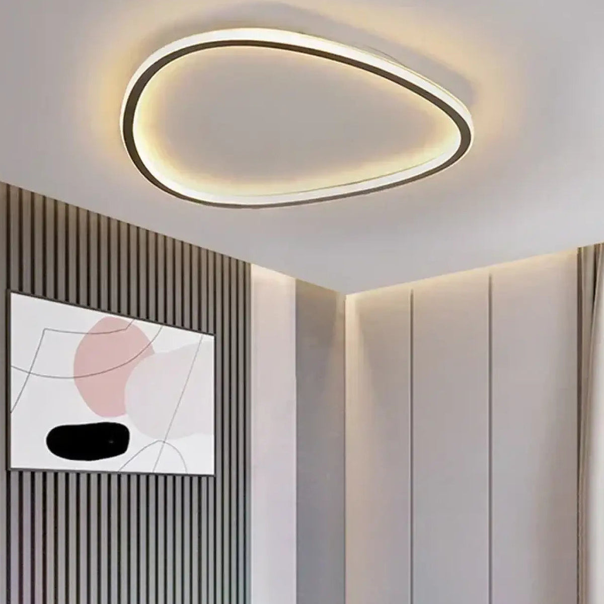 Plafonnier LED de forme organique asymétrique, noir ou blanc