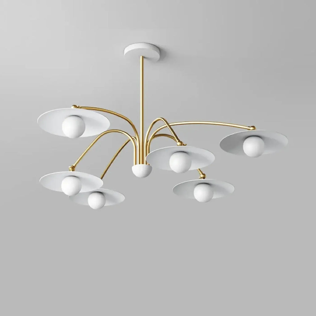 Plafonnier LED art déco blanc à bras dorés pivotants