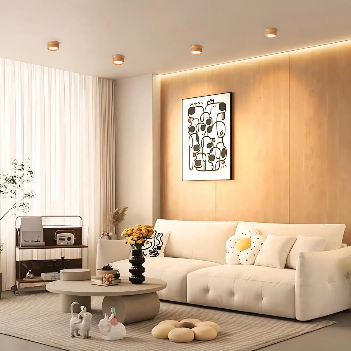 Plafonnier LED encastré beige, tailles S, M et L