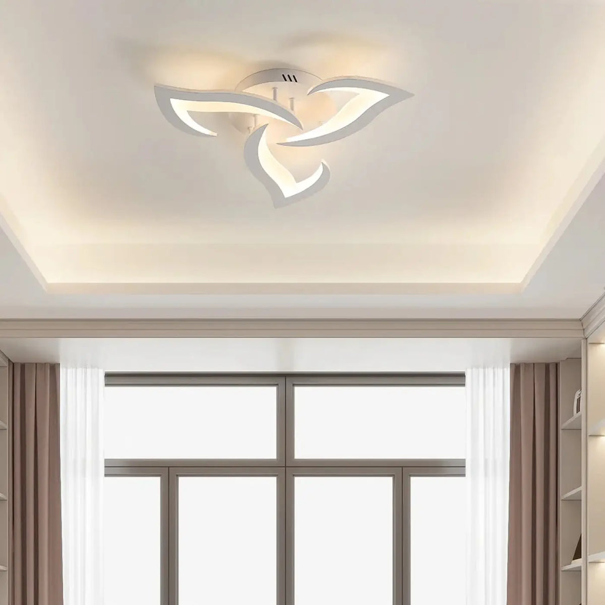 Plafonnier LED blanc à la forme originale, style moderne