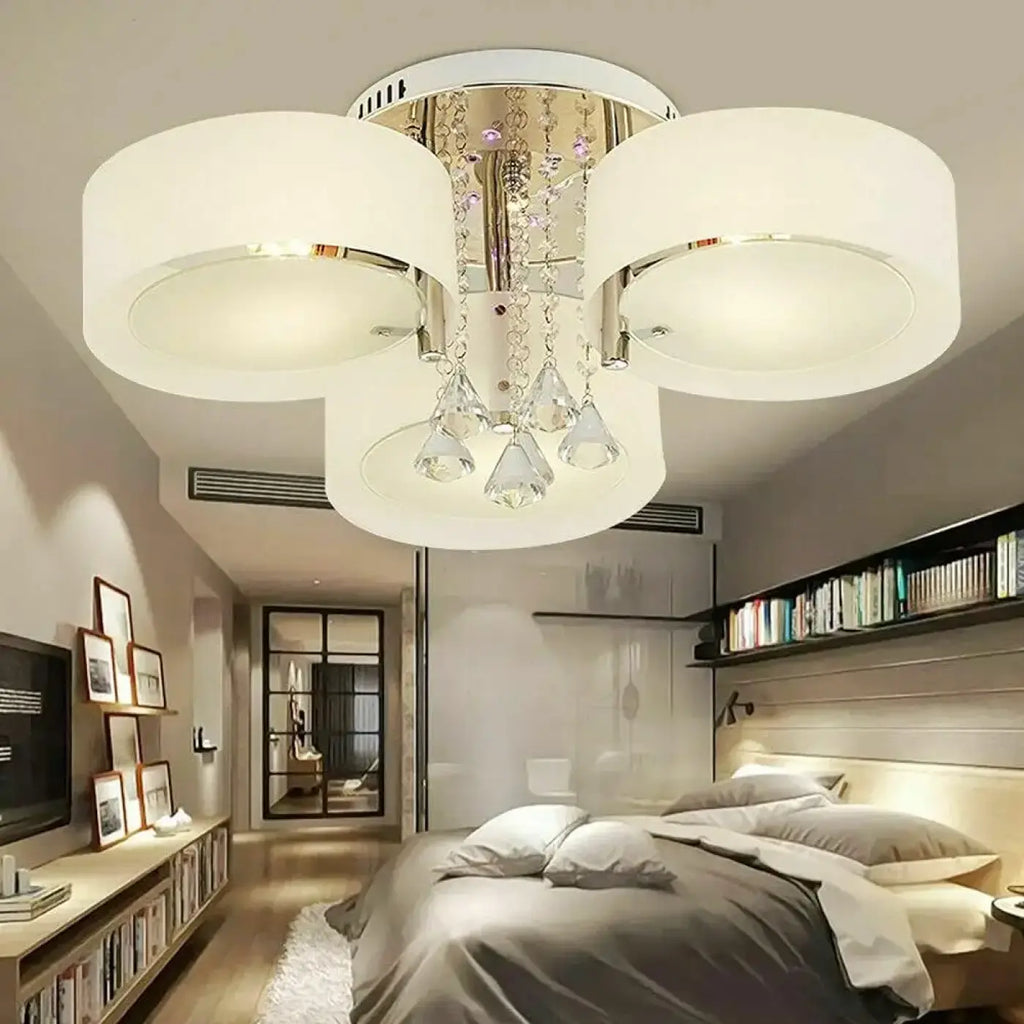 Plafonnier LED blanc orné de cristal