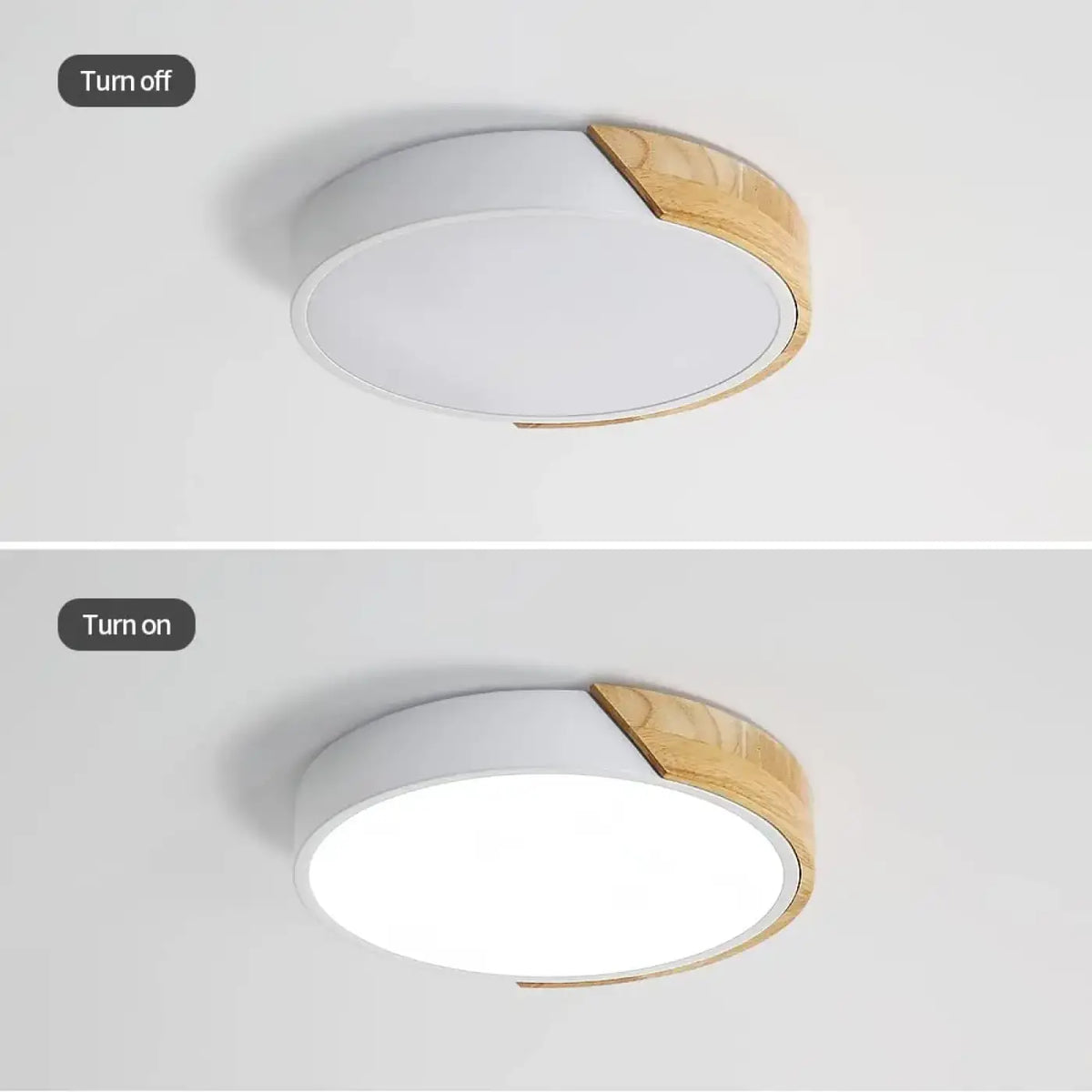 Plafonnier scandinave LED en bois clair et blanc