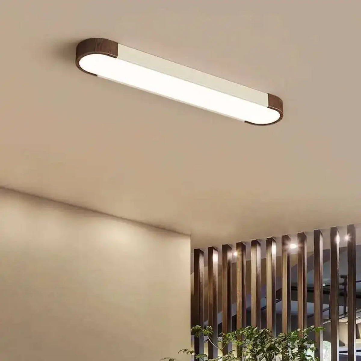 Plafonnier LED en bois minimaliste, cinq tailles de S à 2XL, blanc