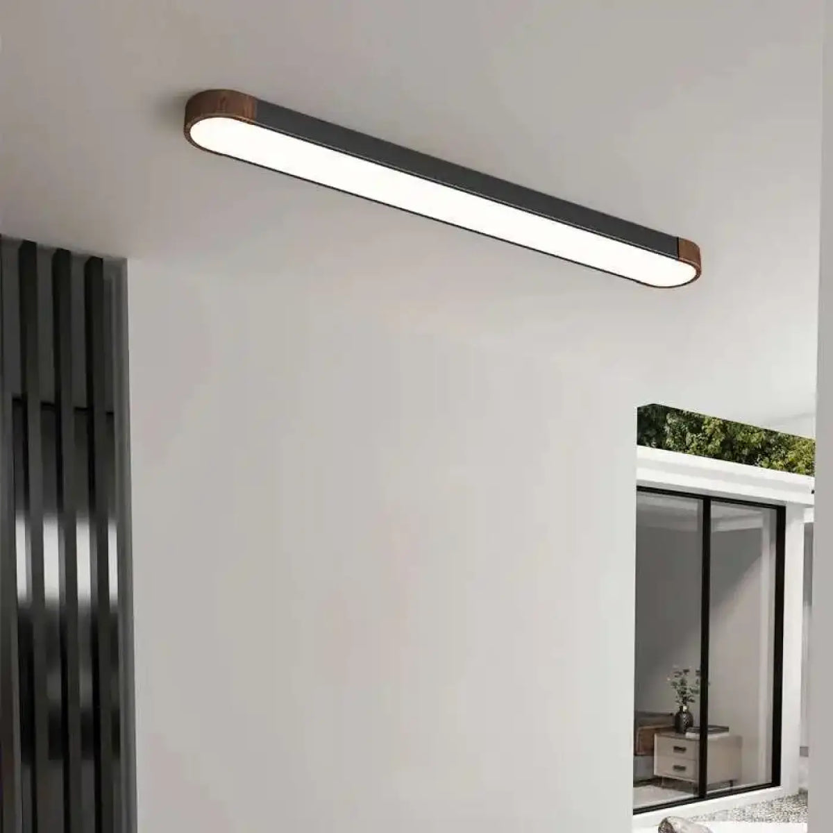 Plafonnier LED en bois minimaliste, cinq tailles de S à 2XL, gris
