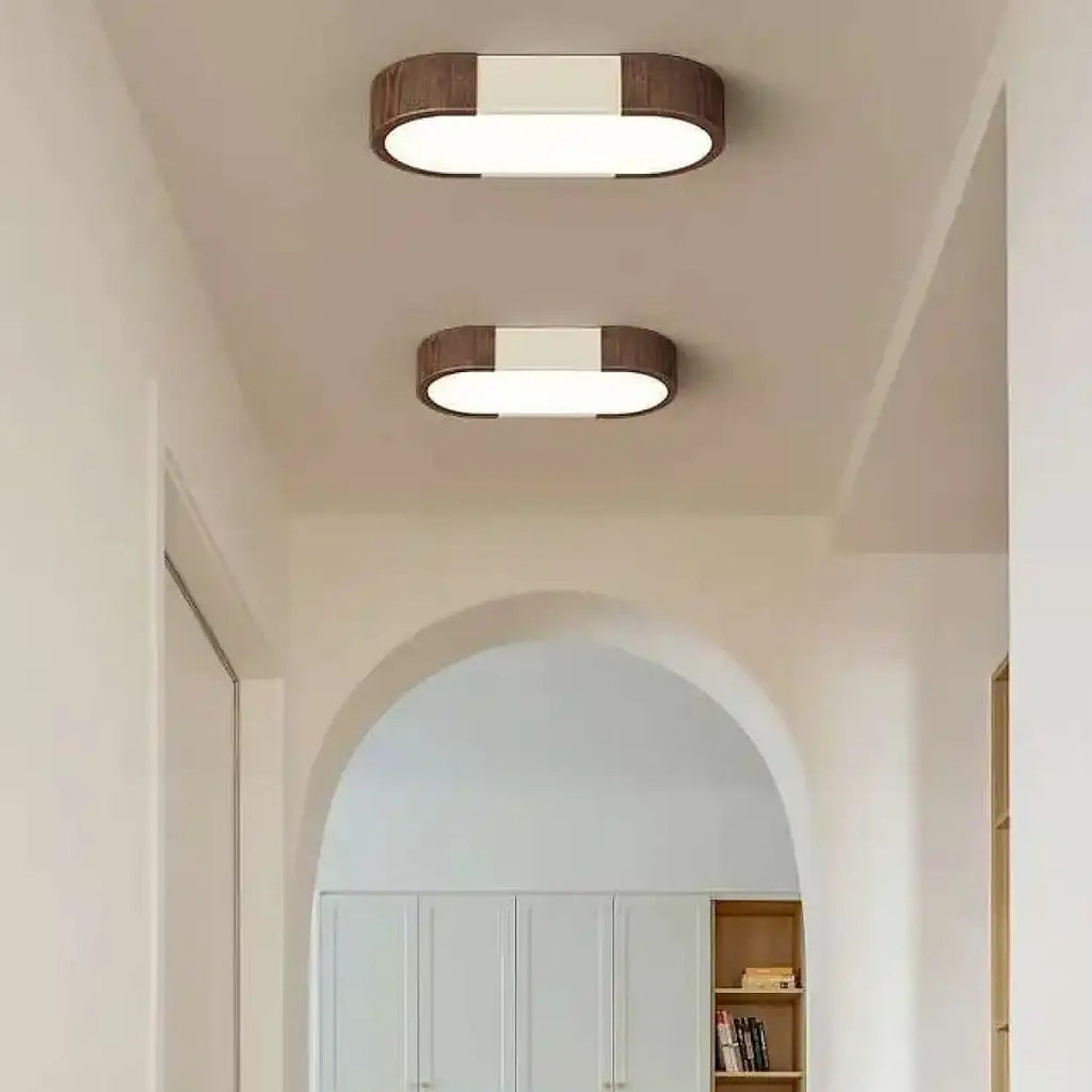 Plafonnier LED en bois minimaliste, cinq tailles de S à 2XL, blanc