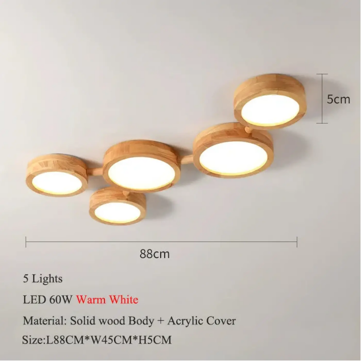 Plafonnier LED en bois scandinave à plusieurs spots