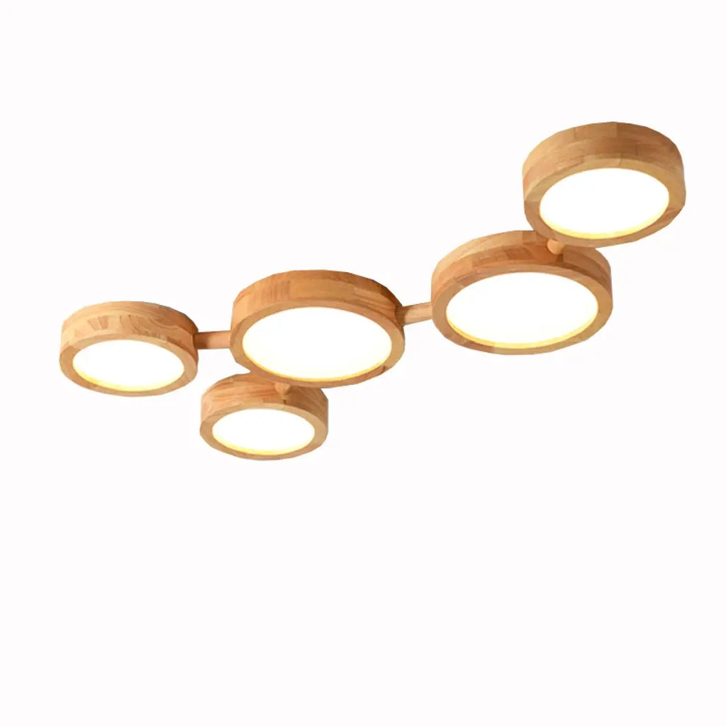Plafonnier LED en bois scandinave à plusieurs spots