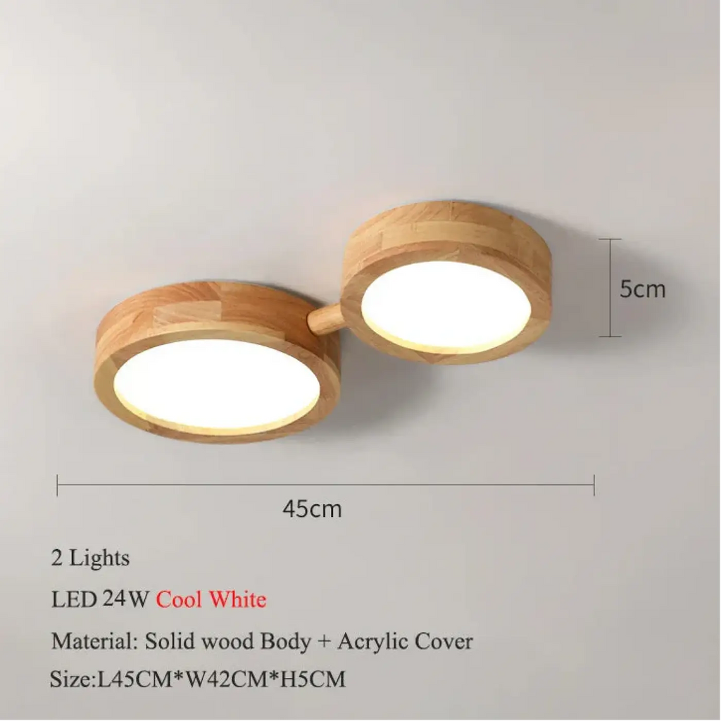 Plafonnier LED en bois scandinave à plusieurs spots