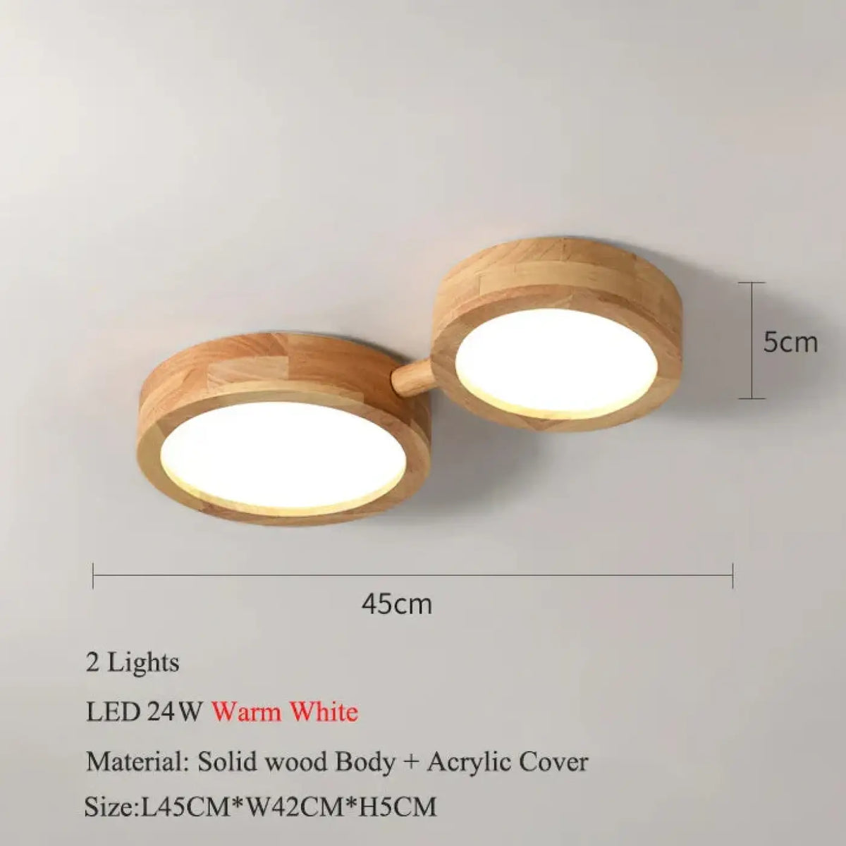 Plafonnier LED en bois scandinave à plusieurs spots