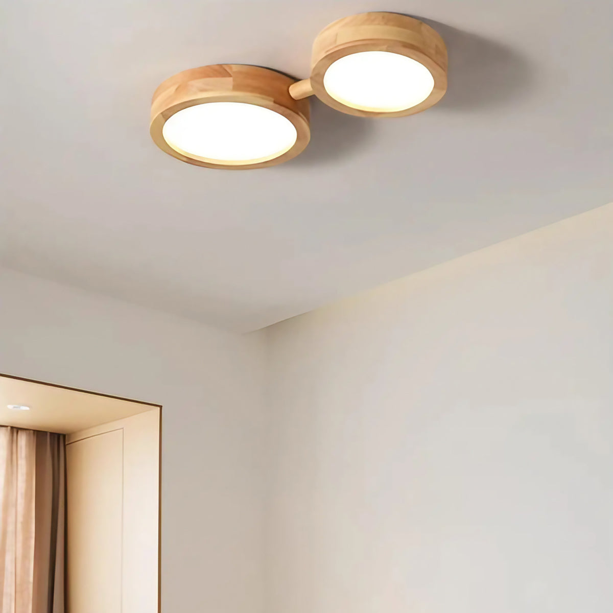 Plafonnier LED en bois scandinave à plusieurs spots