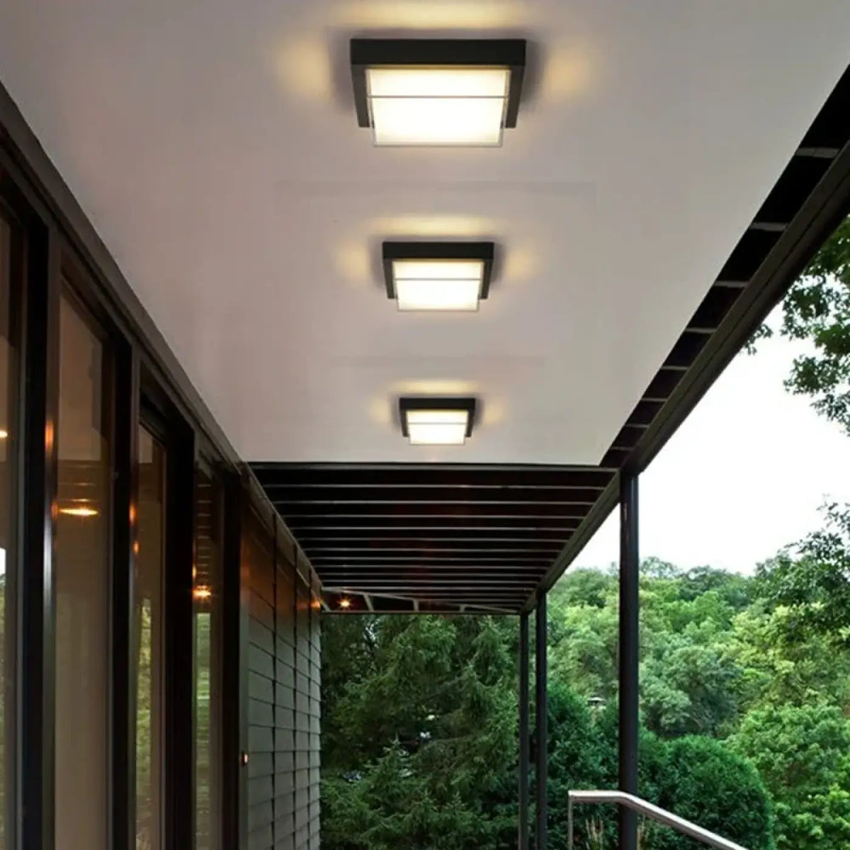 Plafonnier LED carré noir et blanc, tailles S, M et L