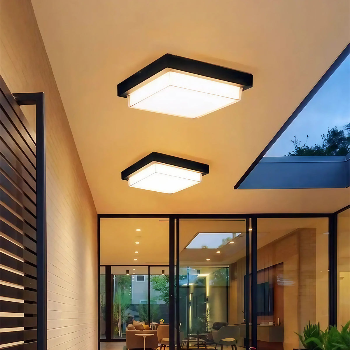 Plafonnier LED carré noir et blanc, tailles S, M et L