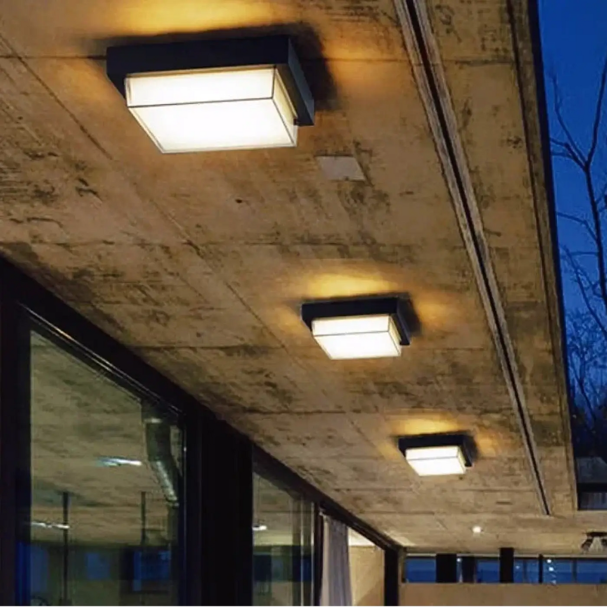 Plafonnier LED carré noir et blanc, tailles S, M et L