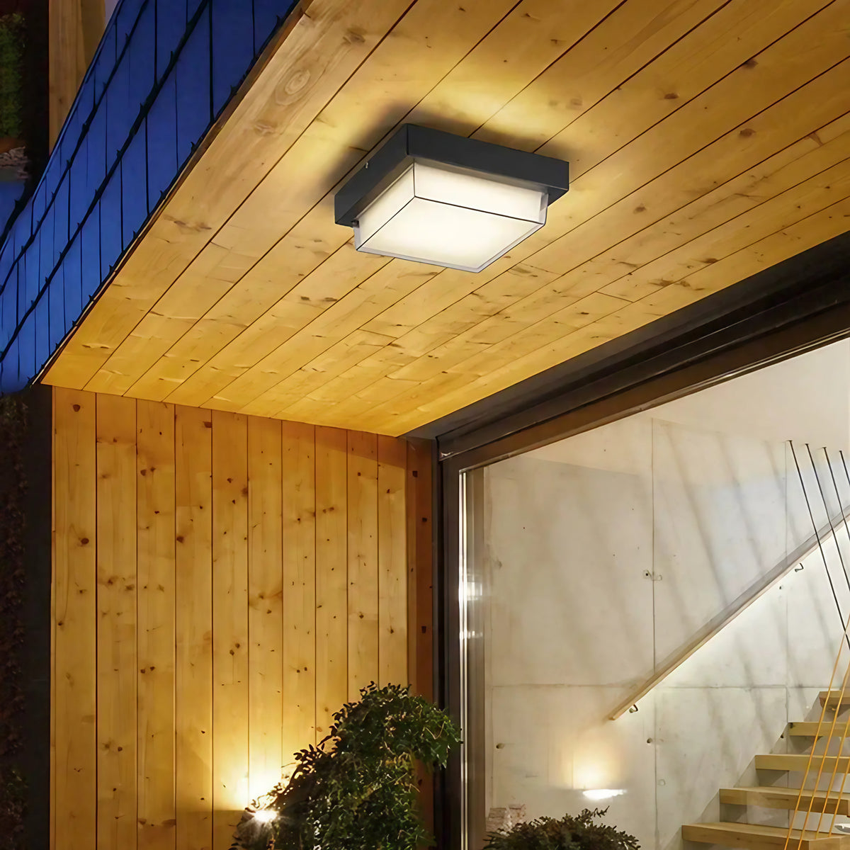 Plafonnier LED carré noir et blanc, tailles S, M et L
