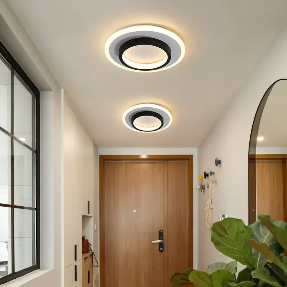 Plafonnier LED rond moderne, doré ou noir, lumière au choix, noir