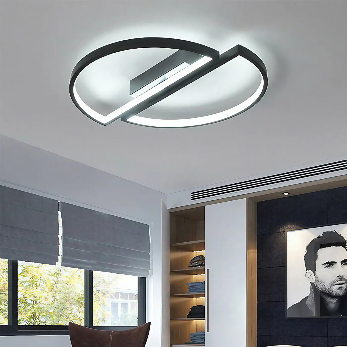Plafonnier LED en cercle, noir ou blanc, blanc chaud ou froid, noir
