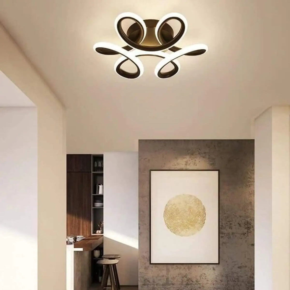 Plafonnier moderne, six formes : nœud, rond, cercle, losange, carré