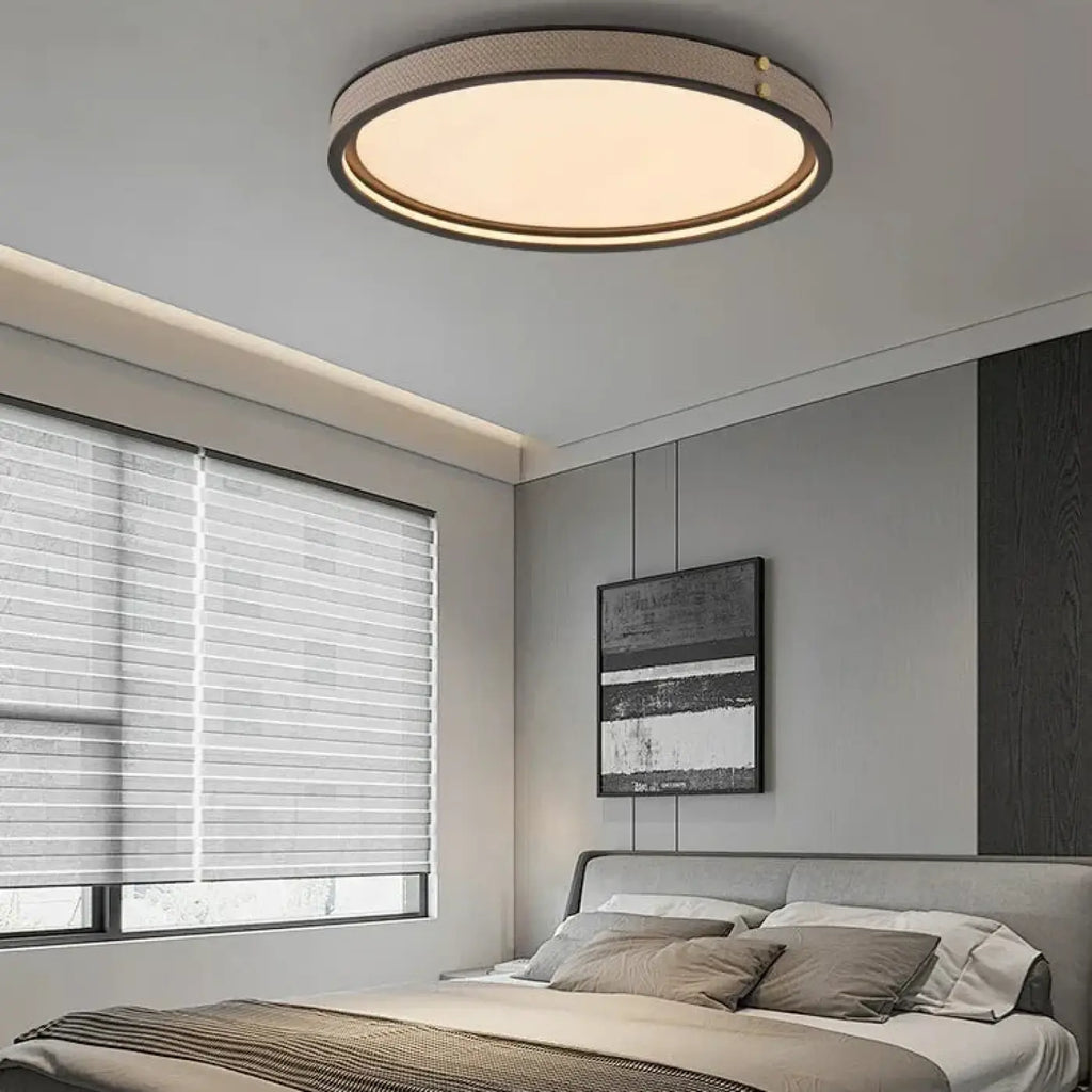 Plafonnier LED rond beige au style contemporain, S ou M