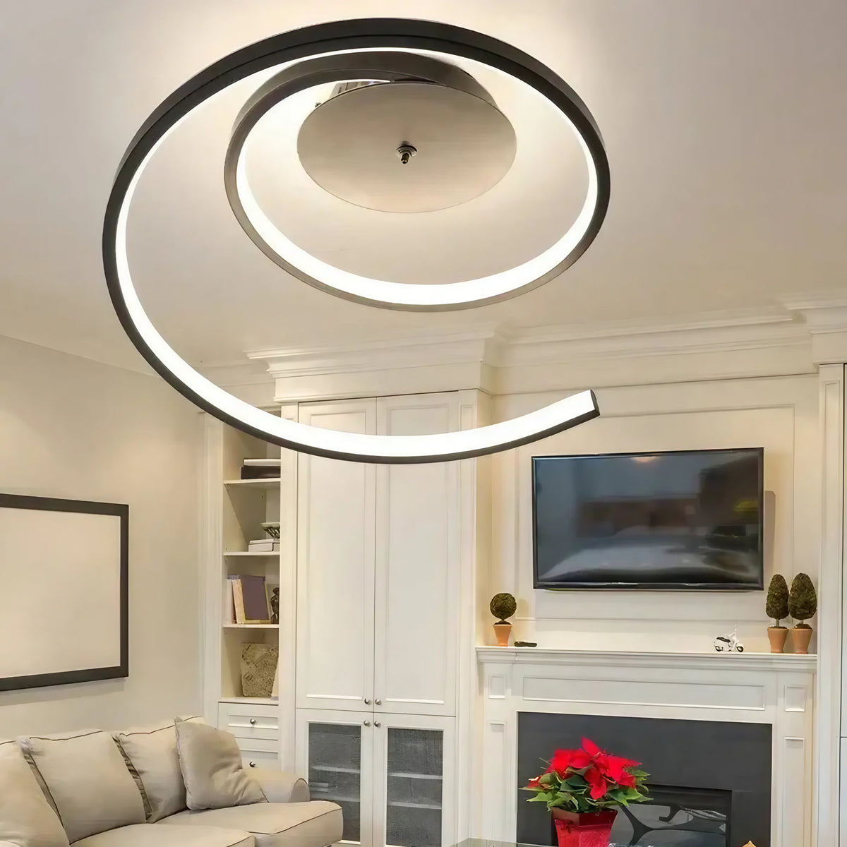 Plafonnier LED circulaire épuré, blanc ou noir