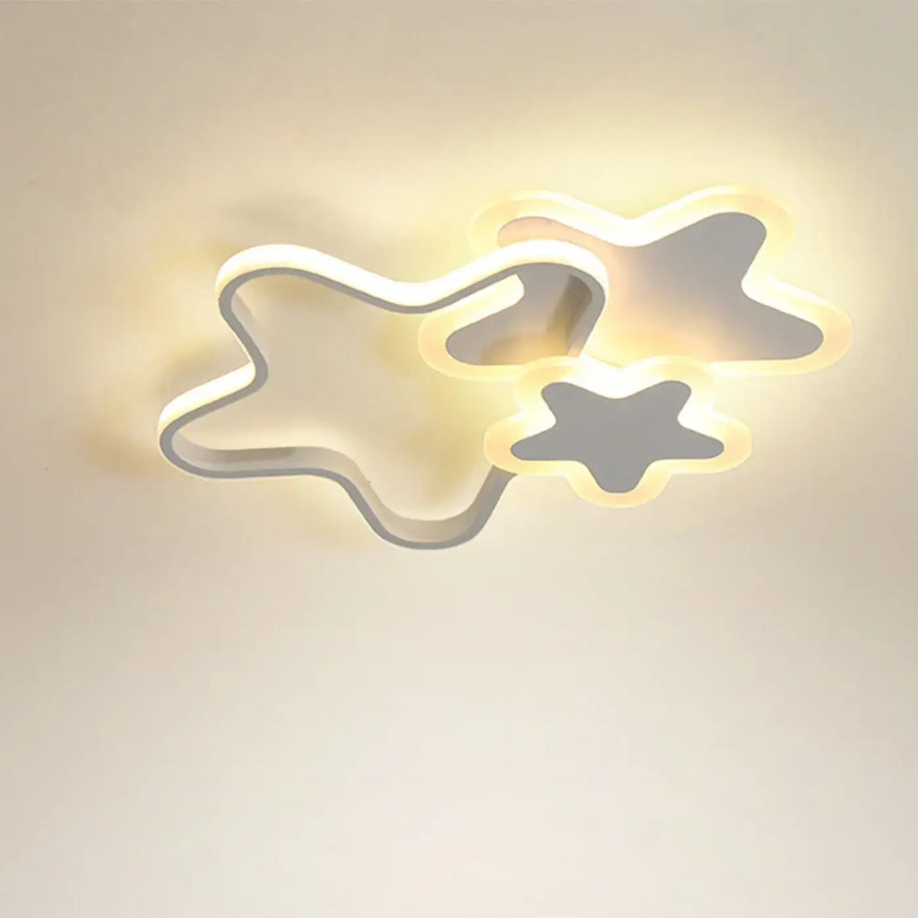 Plafonnier LED en forme d'étoiles, blanc ou rose, blanc