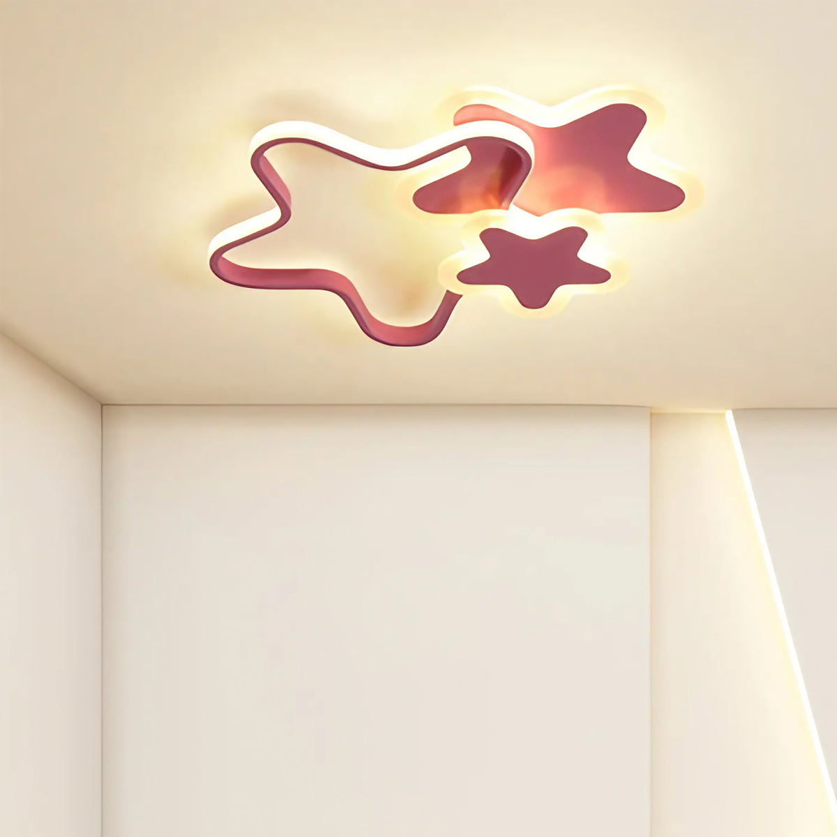 Plafonnier LED en forme d'étoiles, blanc ou rose, rose