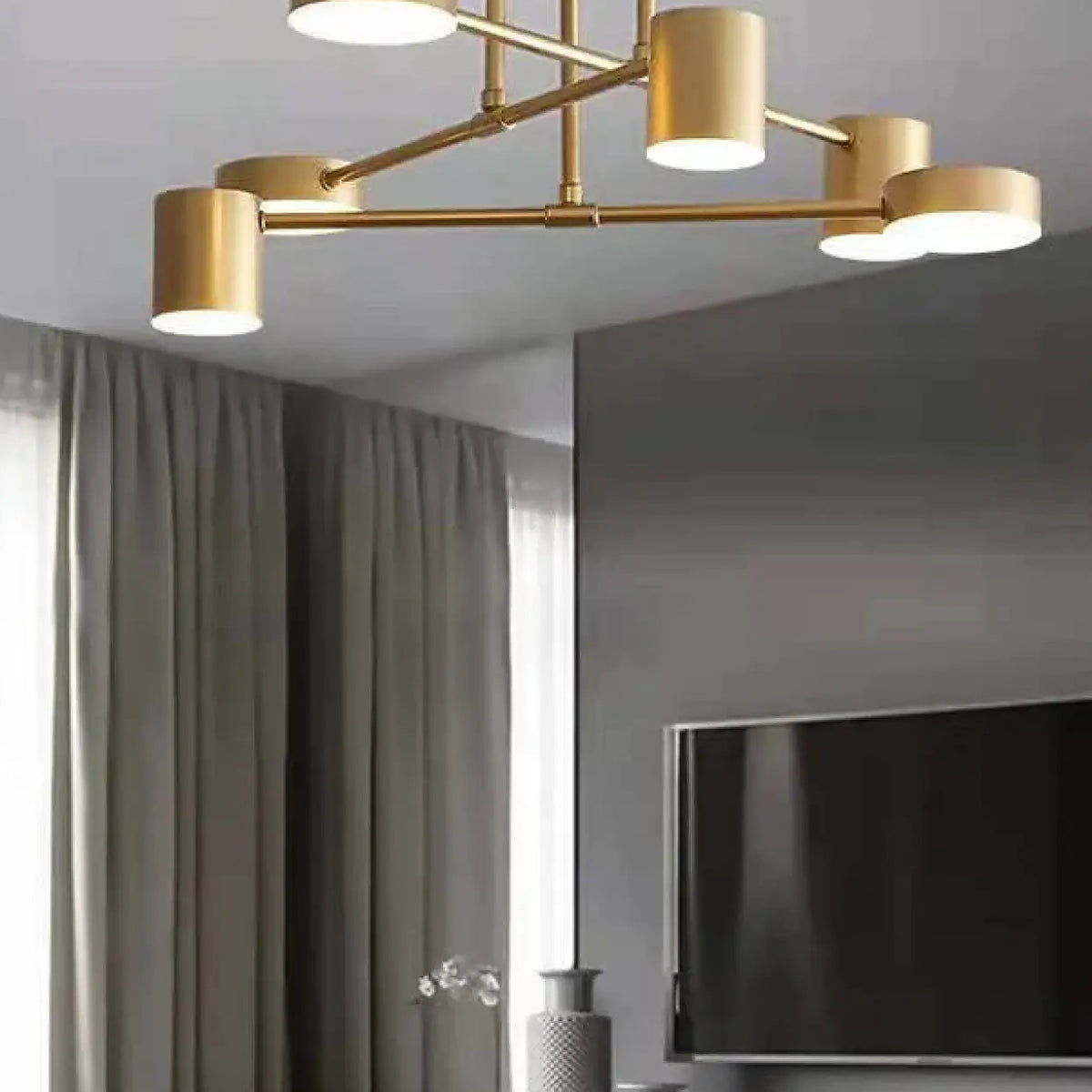 Plafonnier LED contemporain pour salon, blanc, noir ou doré, doré
