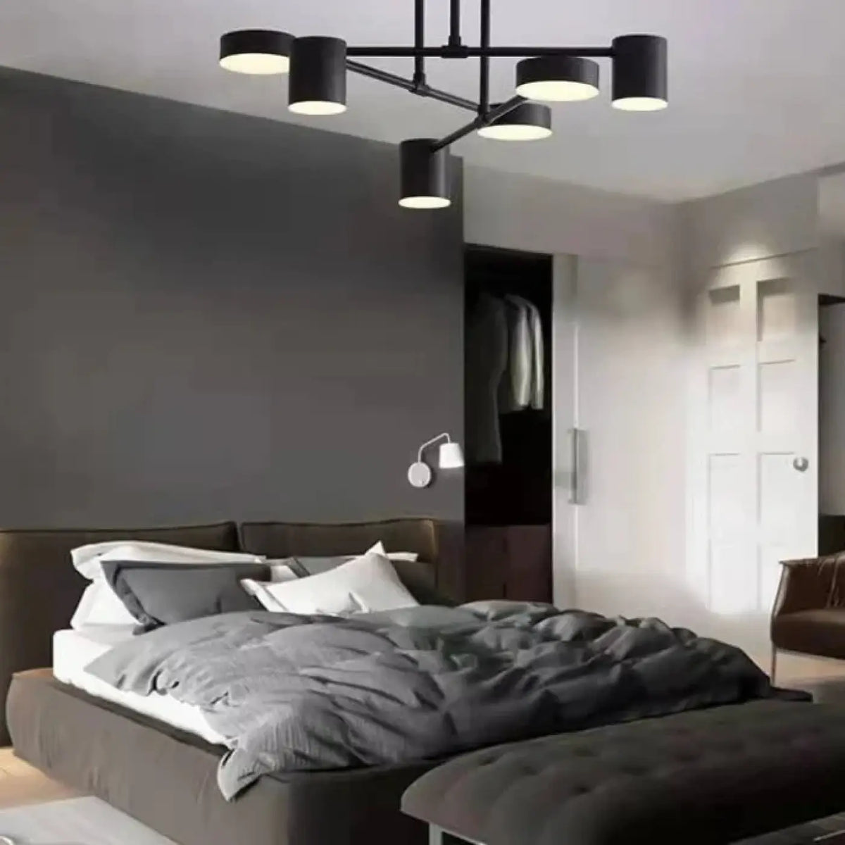 Plafonnier LED contemporain pour salon, blanc, noir ou doré, noir