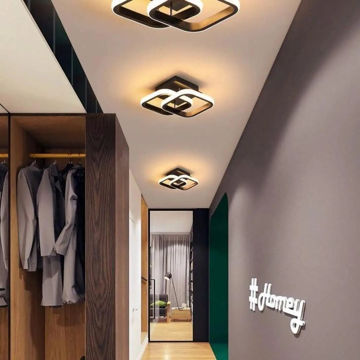 Plafonnier de couloir, coloris noir ou blanc, noir