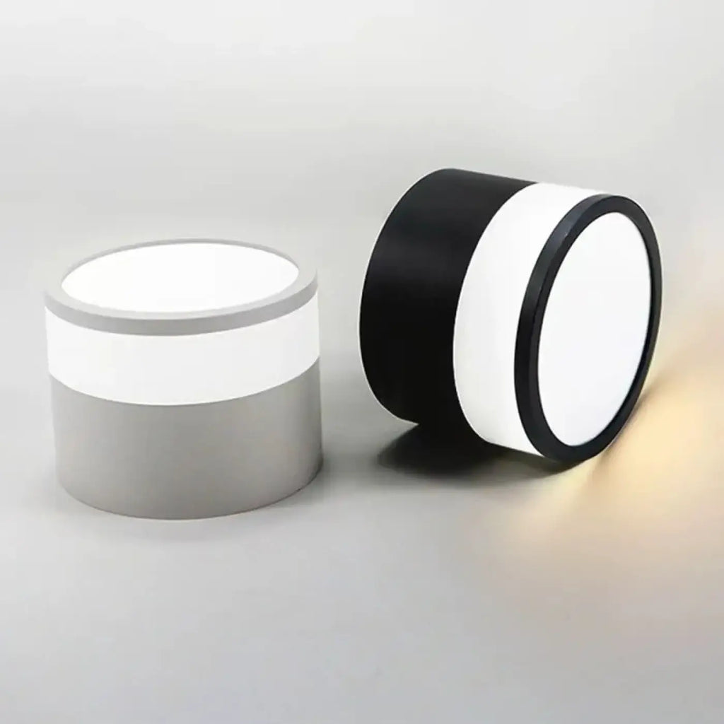 Plafonnier LED cylindrique, noir ou blanc, tailles S et M