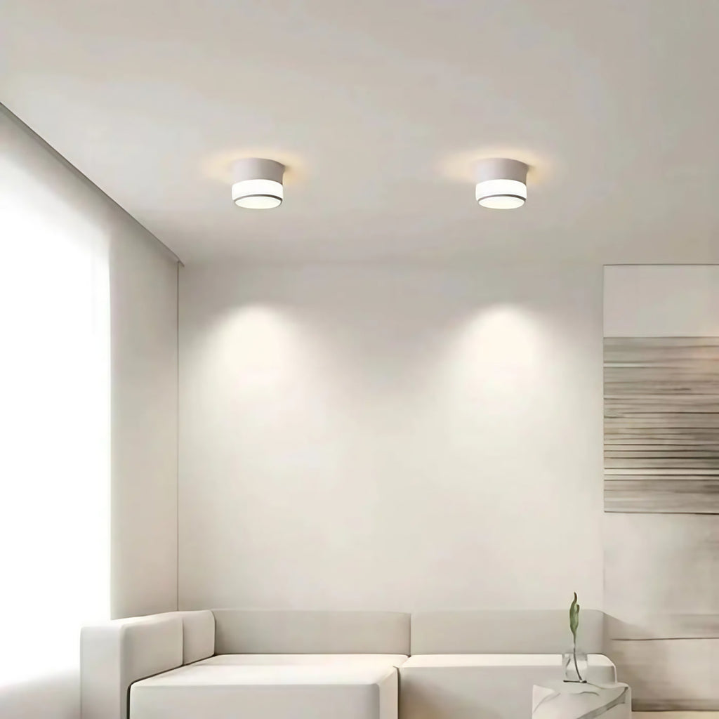 Plafonnier LED cylindrique, noir ou blanc, tailles S et M, blanc